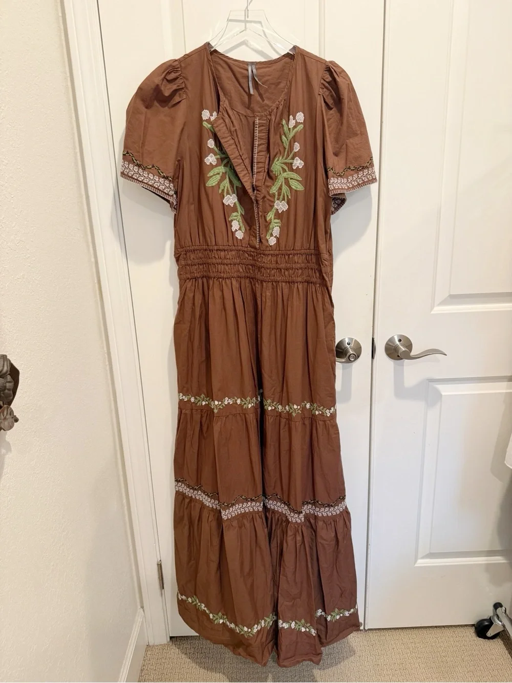ANTHROPOLOGIE The Somerset Embroidered Maxi Dress in Brown Floral size XL - Picture 3 of 9